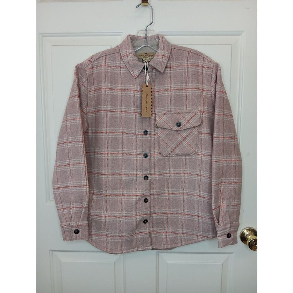 NWT Buffalo Jackson Wool Plaid Button Down Heavy Shirt Jacket Shacket Medium